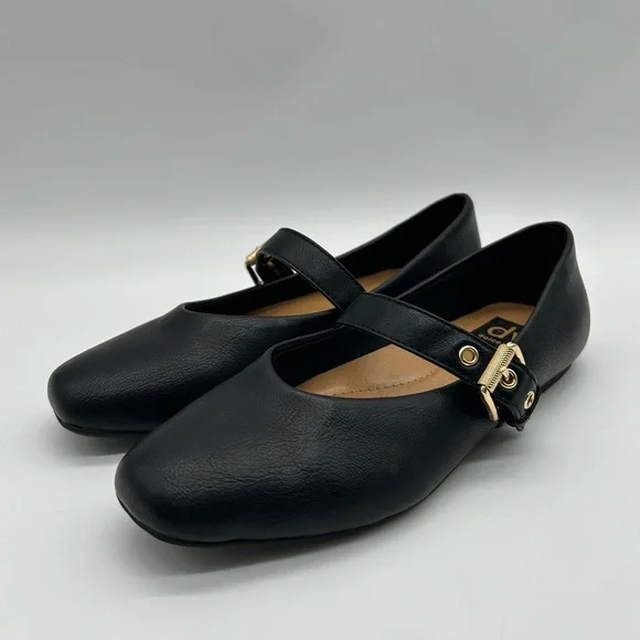 Dolce Vita DV Black Mary Jane Flats Gold Buckle Size 8.5 Women’s Shoes NWT - Picture 5 of 12